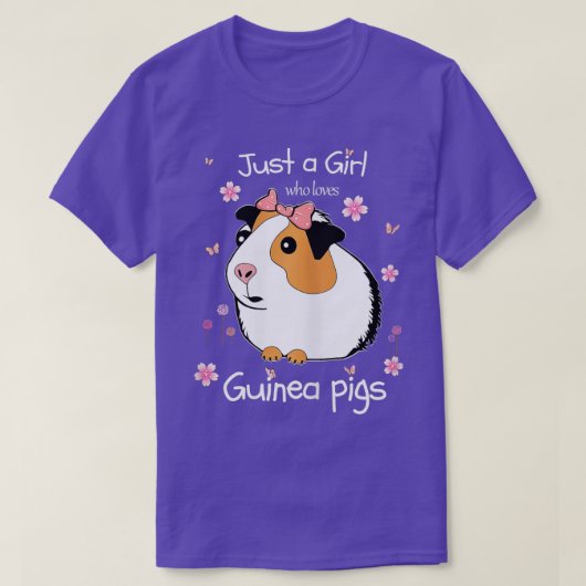 モルモットが大好きな女の子 – かわいいペット大好き Tシャツ (デザイン正面)