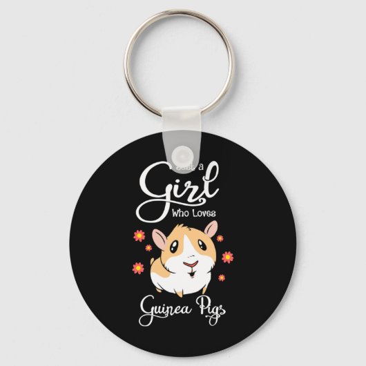 モルモットが大好きな女の子 キーホルダー (正面)