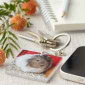 モルモットが檻の中に キーホルダー (正面右)