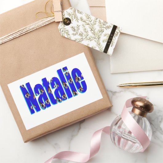 モルモットで作った「Natalie」ネームデザイン 長方形シール (ギフト)
