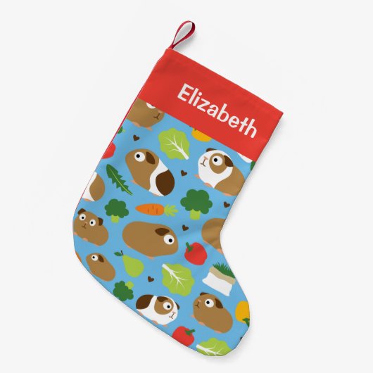 モルモットとその治療用シームレスパターン スモールクリスマスストッキング (正面 (吊り時))