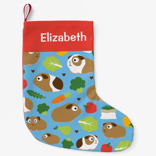 モルモットとその治療用シームレスパターン スモールクリスマスストッキング (正面)