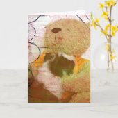 モルモットとテディベア混合メディアテクスチャ カード (黄色い花)