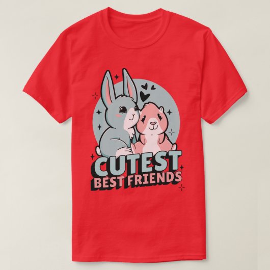モルモットとバニーかわいい Tシャツ (デザイン正面)