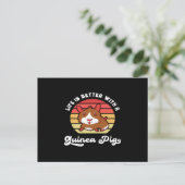 モルモットによるサンセットライフの向上 |かわいいペット ポストカード (スタンド正面)