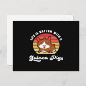 モルモットによるサンセットライフの向上 |かわいいペット ポストカード (正面/裏面)