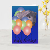 モルモットのぞき見ハッピーバースデー! カード (黄色い花)