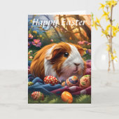 モルモットのイースターエッグボナンザイースター カード (黄色い花)
