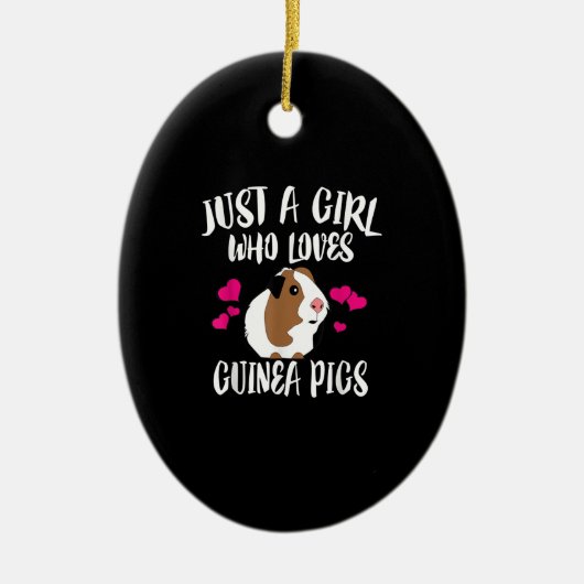 モルモットのギフトを愛する女の子 セラミックオーナメント (正面)