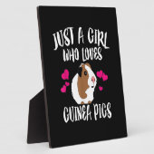 モルモットのギフトを愛する女の子 フォトプラーク (側面)