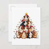 モルモットのクリスマスツリーメリークリスマスクリスマス インビテーションポストカード (正面/裏面)