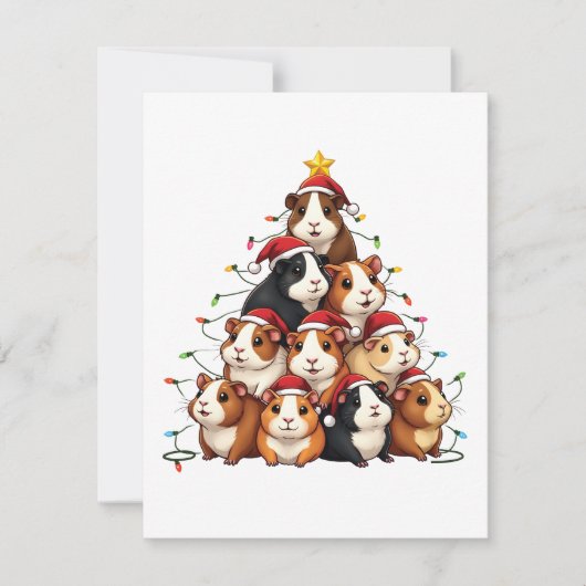 モルモットのクリスマスツリーメリークリスマスクリスマス シーズンカード (正面)