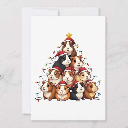 モルモットのクリスマスツリーメリークリスマスクリスマス 招待状 (正面)