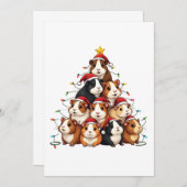 モルモットのクリスマスツリーメリークリスマスクリスマス 招待状 (正面/裏面)