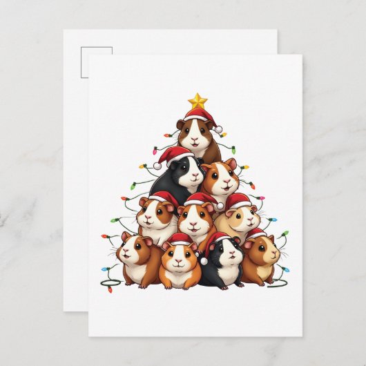 モルモットのクリスマスツリー メリークリスマス Xmas インビテーションポストカード (正面/裏面)