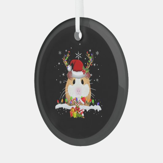 モルモットのクリスマストインデキスライト ガラスオーナメント (正面左)