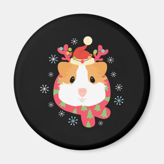 モルモットのクリスマストナカイ マグネット (正面)