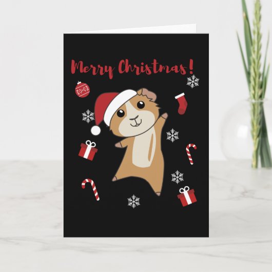 モルモットのクリスマス　冬の動物 シーズンカード (正面)