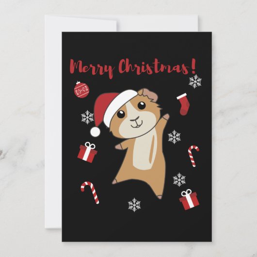 モルモットのクリスマス　冬の動物 シーズンカード (正面)