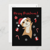 モルモットのクリスマス　冬の動物 シーズンポストカード (正面/裏面)