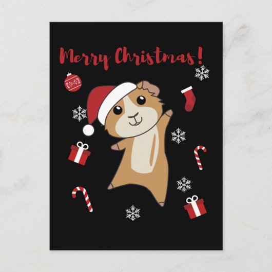 モルモットのクリスマス　冬の動物 シーズンポストカード (正面)