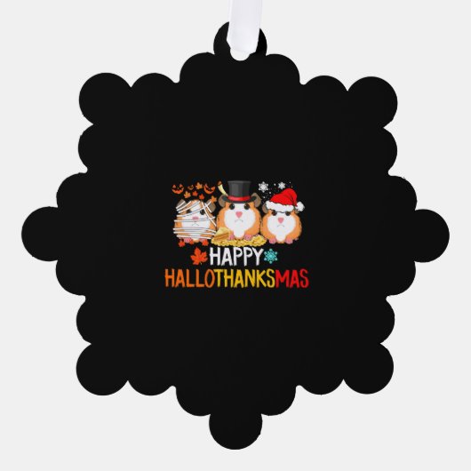 モルモットのハロウィンサンクスギビングクリスマス オーナメントカード (正面)