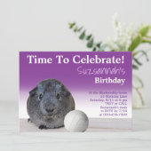 モルモットのバレーボール カスタム誕生日パーティー 招待状 (スタンド正面)