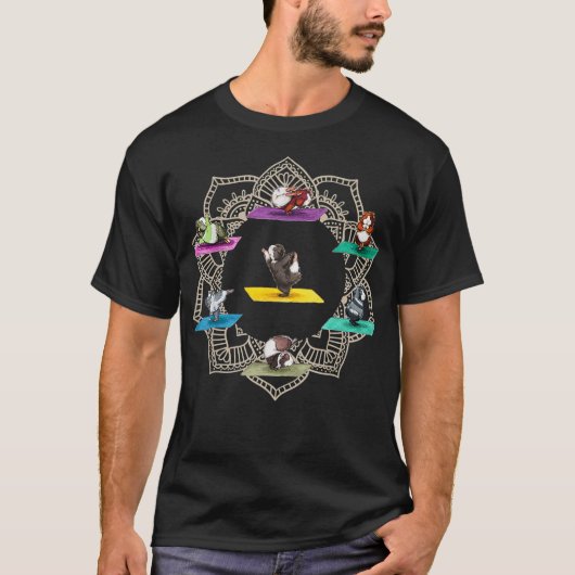 モルモットのヨガのポーズのエクササイズ Tシャツ (正面)