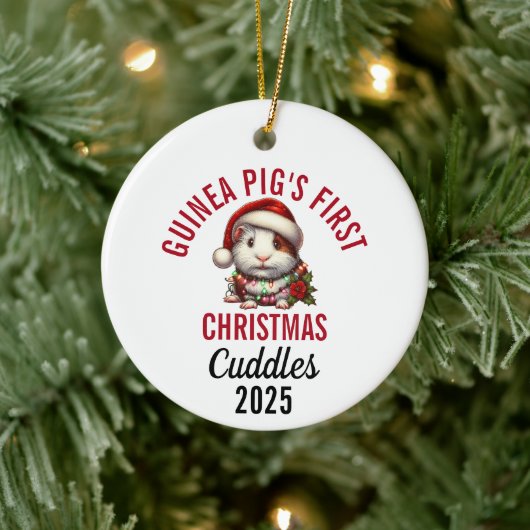 モルモットの初めてのクリスマス 2025 セラミックオーナメント (ツリー)