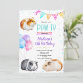 モルモットの女の子誕生日パーティー招待状 招待状 (スタンド正面)