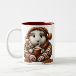 モルモットの幸せマグカップ - あたたかな秋のくつろぎコーヒー ツートーンマグカップ