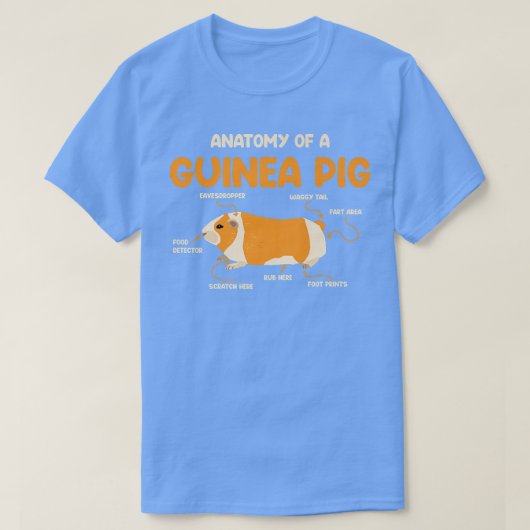 モルモットの毛おもしろい毛虫の解剖 Tシャツ (デザイン正面)