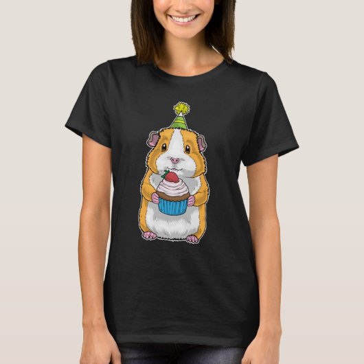 モルモットの誕生日カップケーキ Tシャツ (正面)