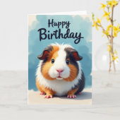 モルモットの誕生日カード カード (黄色い花)