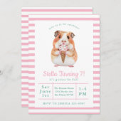 モルモットの誕生日パーティー アイスクリーム 招待状 (正面/裏面)