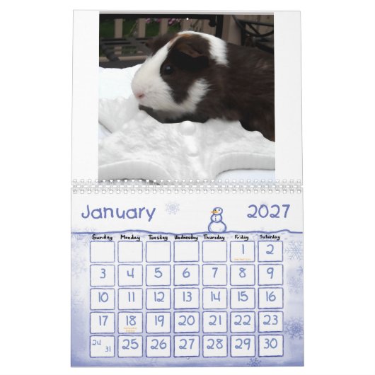 モルモットのcalander カレンダー (1月 2027)