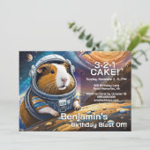 モルモットへのカウントダウン宇宙誕生日 招待状 (スタンド正面)