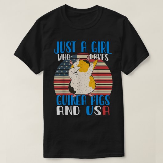 モルモットやアメリカを愛する少女 Tシャツ (デザイン正面)