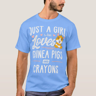 モルモットやクレヨンが大好きな女の子 Tシャツ