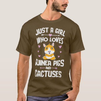 モルモットやタコが大好きな少女 Tシャツ