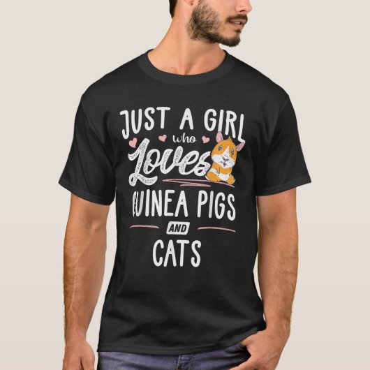モルモットやネコが大好きな女の子 Tシャツ (正面)