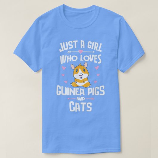 モルモットやネコが大好きな女の子 Tシャツ (デザイン正面)