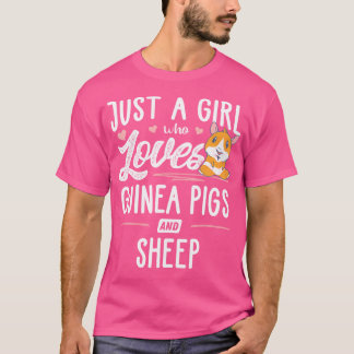 モルモットやヒツジが大好きな女の子 Tシャツ