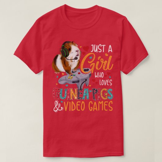 モルモットやビデオゲームが大好きな少女 Tシャツ (デザイン正面)