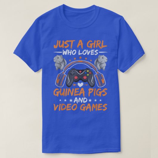 モルモットやビデオゲームが大好きな少女 Tシャツ (デザイン正面)