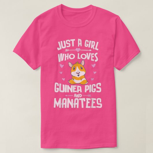 モルモットやマナテが大好きな女の子 Tシャツ (デザイン正面)
