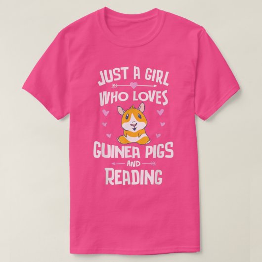 モルモットやモルモットが大好きな女読の子 Tシャツ (デザイン正面)