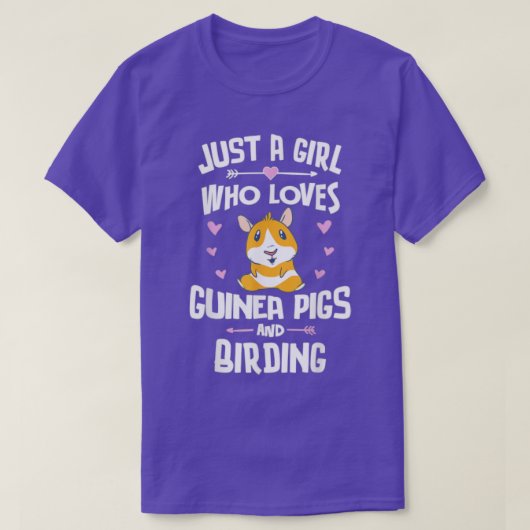 モルモットや野鳥観察が大好きな女の子 Tシャツ (デザイン正面)