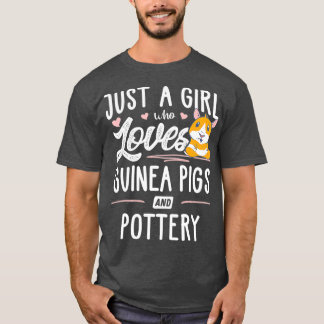 モルモットや陶器が大好きな女の子 Tシャツ