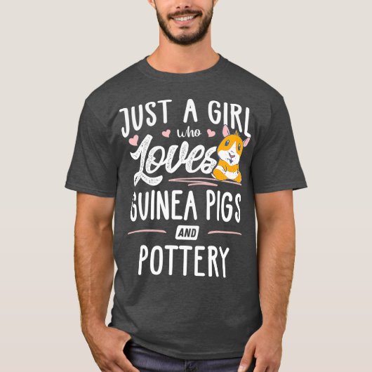 モルモットや陶器が大好きな女の子 Tシャツ (正面)